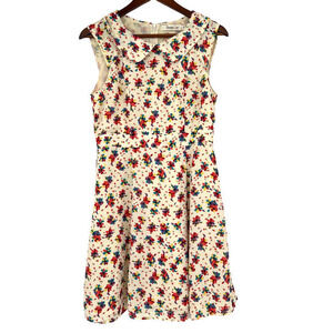 Modcloth Sunnygirl floral flower boho preppy yellow lined summer dress sz large